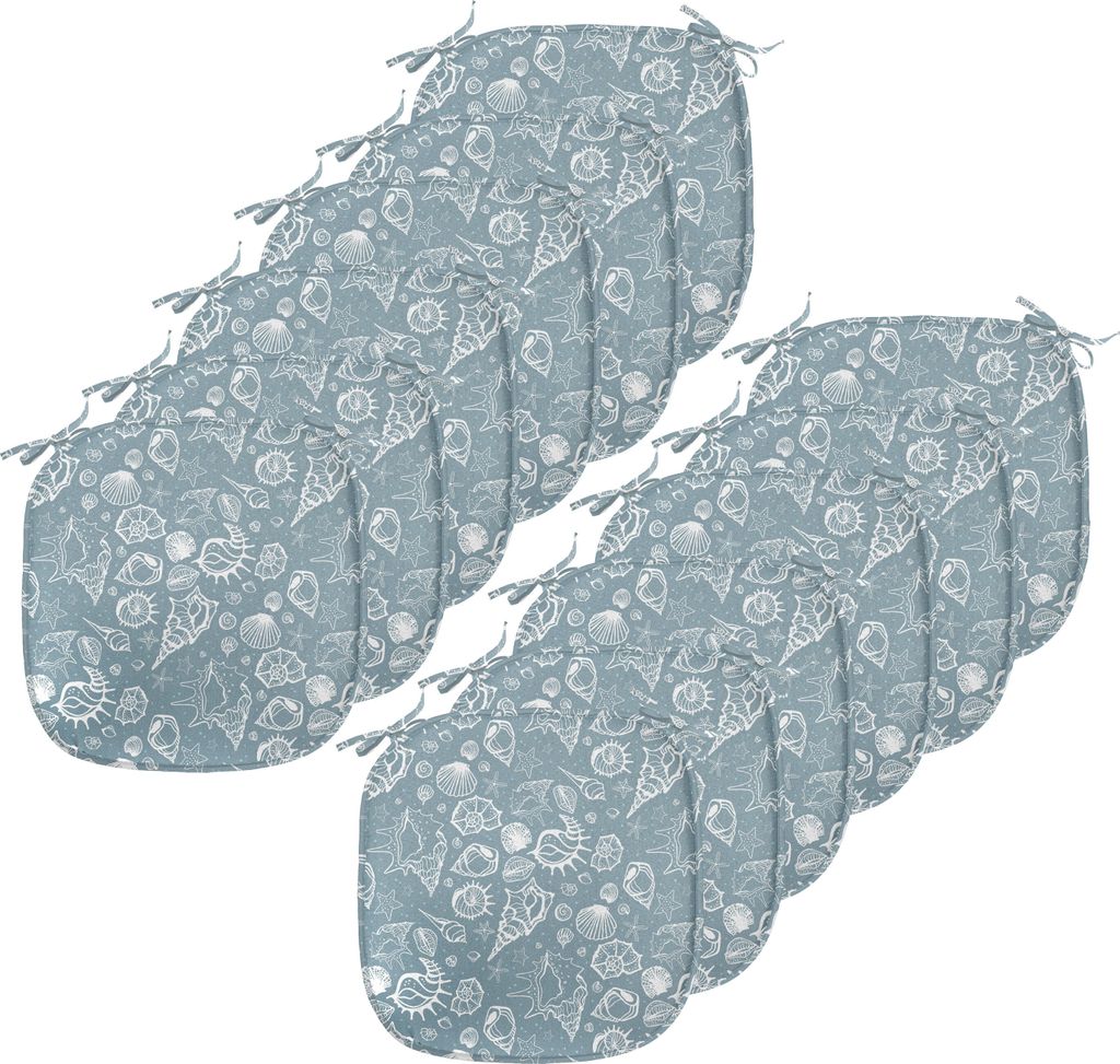 ABAKUHAUS Sea Shells Polster für Esszimmerstühle, Gekritzel-Art-Muster, Dekoratives wasserfestes Kissen mit Riemen für Küchensitze, 40 cm x 40 ...