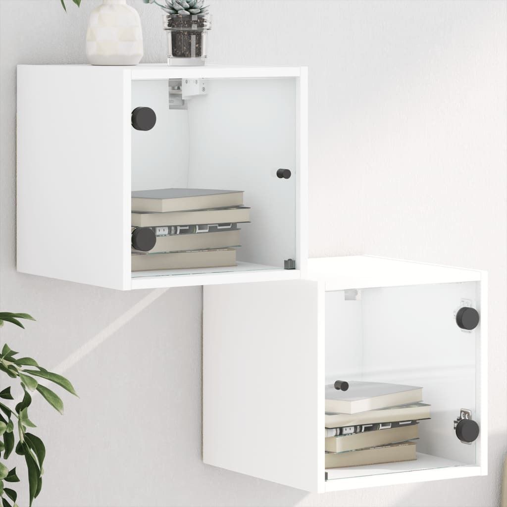 Maison Exclusive - Nachttische mit Glastüren 2 Stk. Weiß 35x37x35 cm