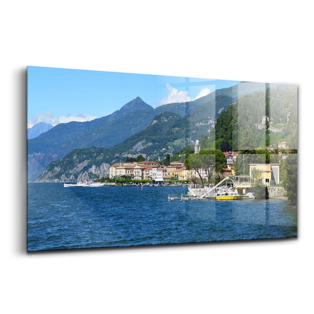 Glasmalerei - dekorative Malerei - moderne Malerei - 100x50 - Gardasee Landschaft Berge