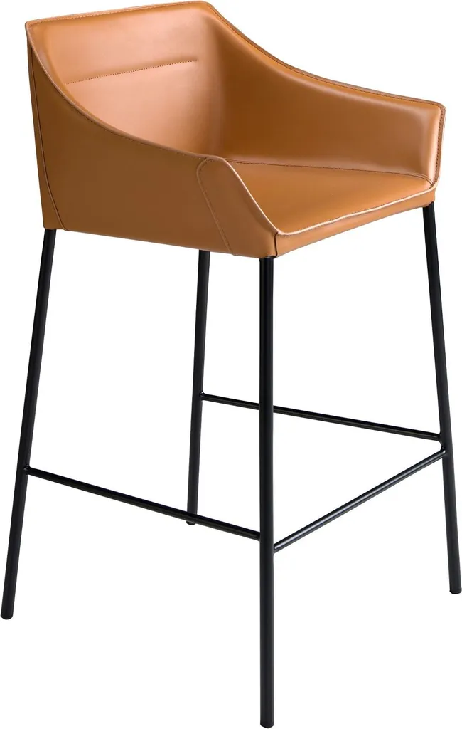Tabouret marron 4145 avec assise rembourrée et revêtement similicuir