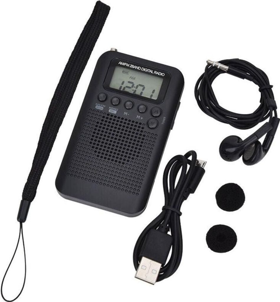 Tragbares Mini-Taschenradio mit FM/AM-Lautsprecher, digitalem Stereo-DSP-Empfänger mit Wecker und Timer für den Heim- und Außeneinsatz, persönl...