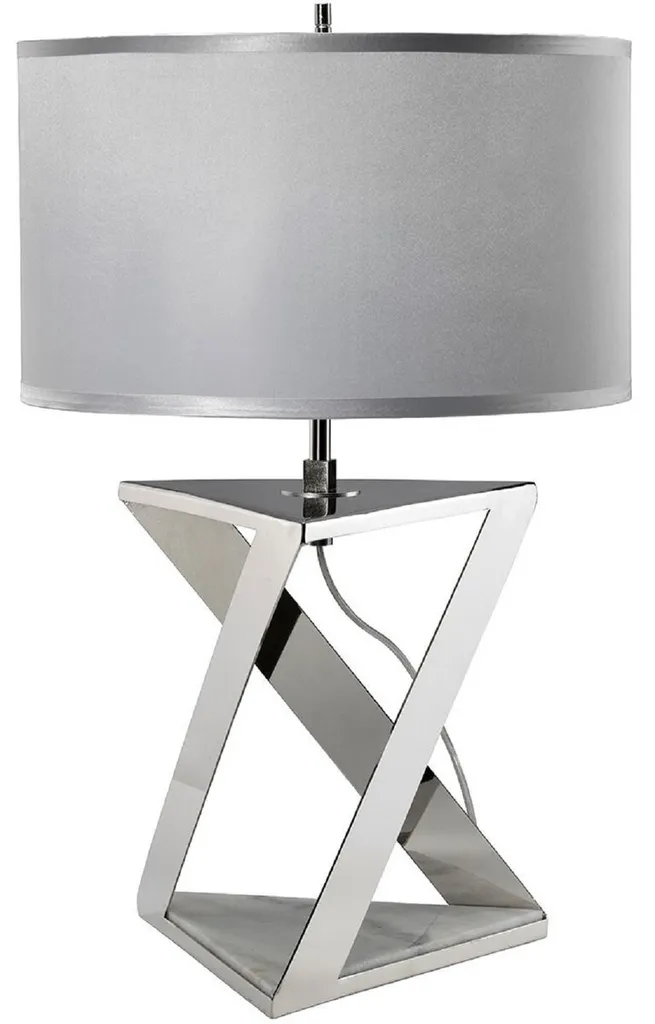 Lampe de chevet luxe pour chambre ou salon argent et blanc Ø 32 cm