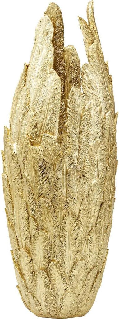 Kare Design Vase Feathers, Gold, Feder Design, Bodenvase, Deko Vase, Blumenvase, Modern, Tischvase, Wohnzimmer Dekoration, 92x35x35 cm (H/B/T)
