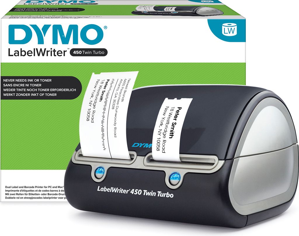 DYMO LabelWriter 450 Twin Turbo Etikettendrucker | für bis zu 71 Etiketten/Minute | Dual-Etiketten 300 dpi. Thermodirekt Etikettiergerät | USB | ...