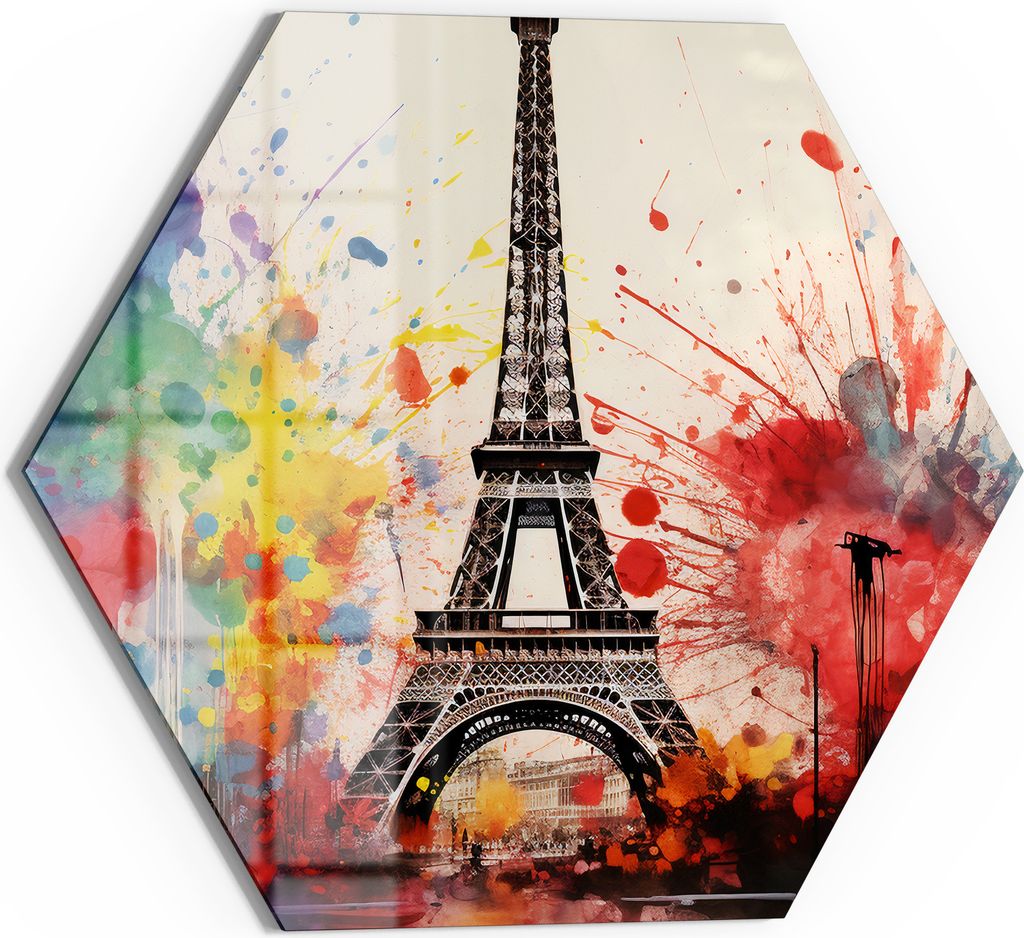 DEQORI Magnettafel Glas 40x35 cm 6-eckig 'Farben von Paris' beschreibbar Whiteboard Küche