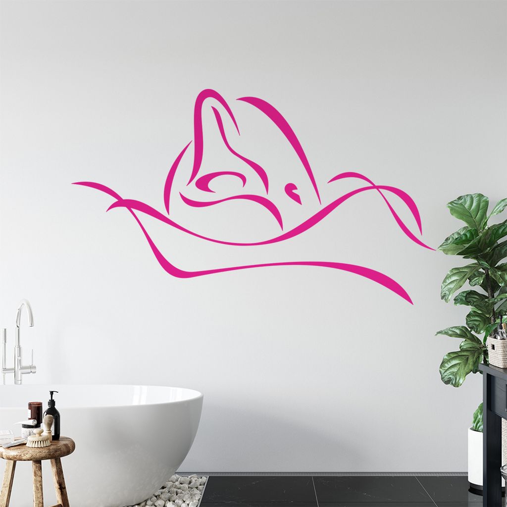Delfin Linien - Delfine Wandtattoo in 6 Größen - Wandaufkleber Wall Sticker - Dekoration, Küche, Wohnzimmer, Schlafzimmer, Badezimmer