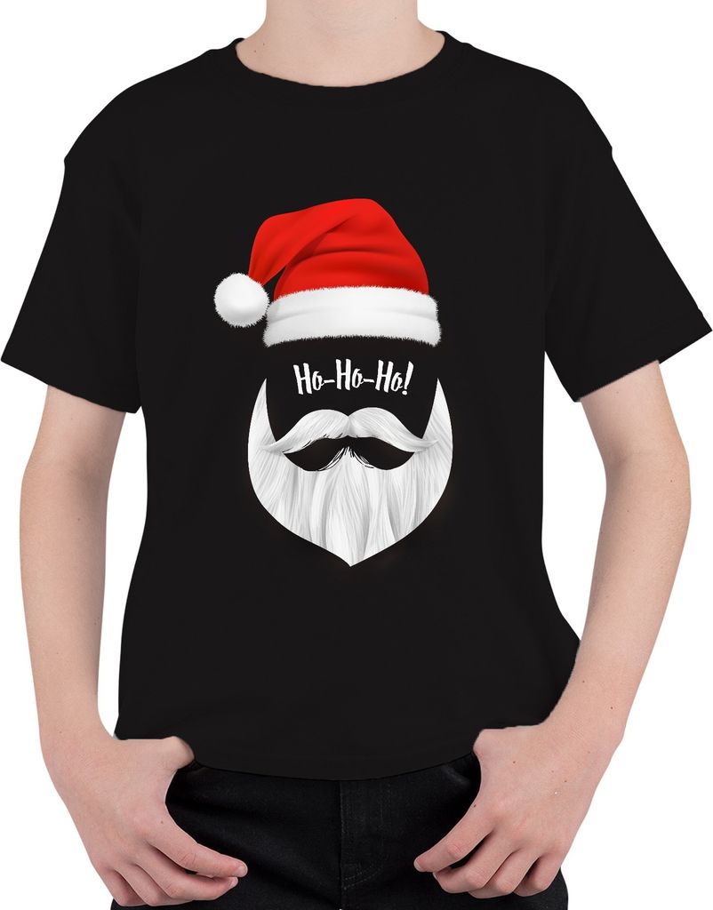 Ho Ho Ho Weihnachtsmann Santa - Weihnachten Weihnachtsgeschenk Christmas Uni Kinder T-Shirt, Schwarz, 116