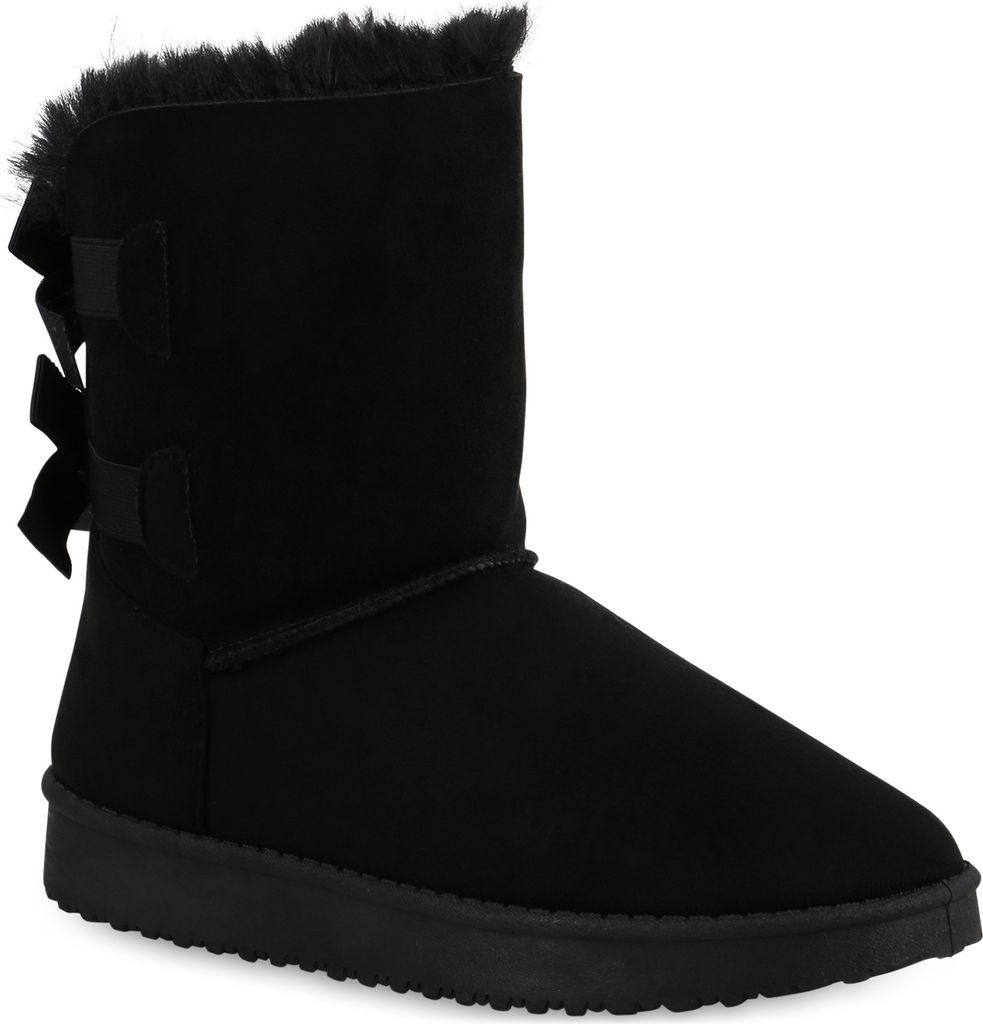 VAN HILL Damen Stiefeletten Schlupfstiefeletten Winter Boots Warm Gefüttert 902278, Farbe: Schwarz, Größe: 39