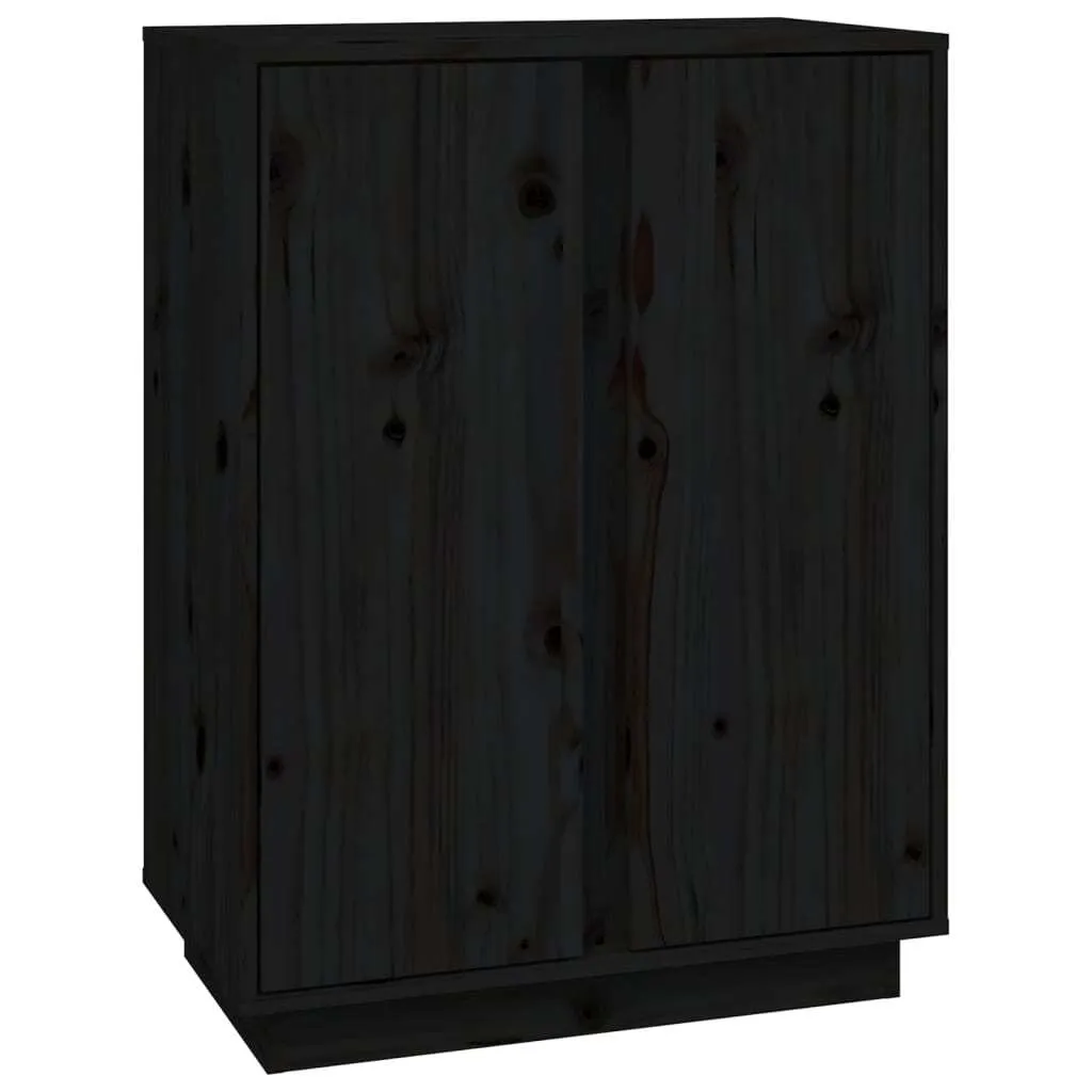 Sideboard SYFAX Black Wood - Credenza Design 60x35x80 in Pino