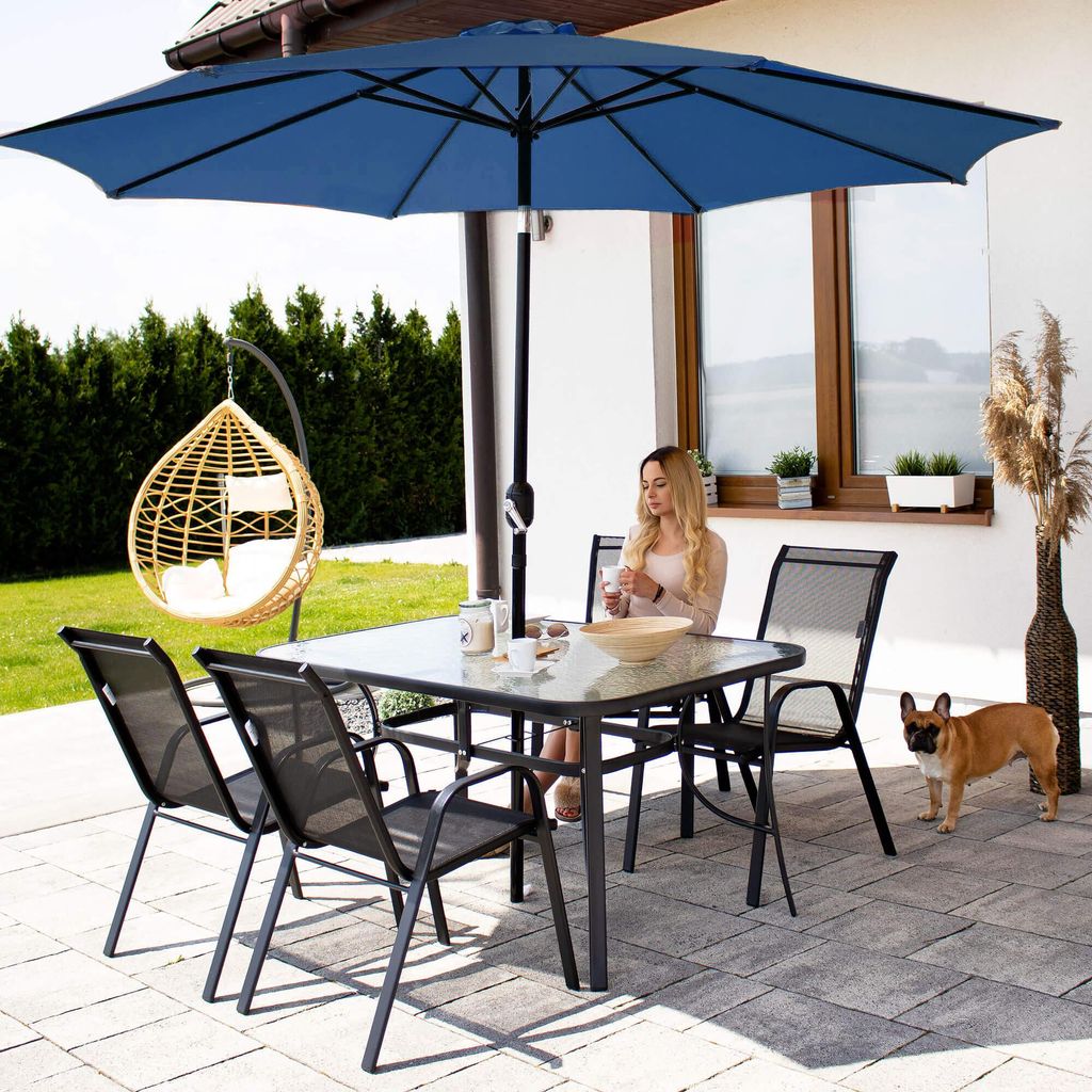 Springos Gartenschirm mit Kurbel und Knickfunktion Sonnenschirm XXL Schattenspender Durchmesser 300 cm großer Terrassenschirm
