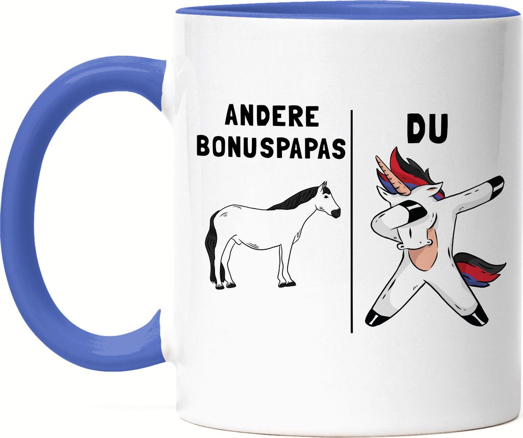Andere Bonus-Papas Du Tasse Blau bester Vater Papa Stiefvater Einhorn Lustig Geburtstag Vatertag Bonuspapa Geschenk