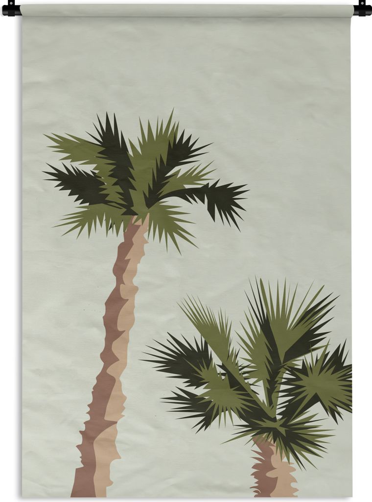 MuchoWow Wandteppich Wandbehang Palme - Strand - Pastell 120x180 cm Tapisserie Dekoration Wandtuch - Schlafzimmer - Dekorationen für das Haus