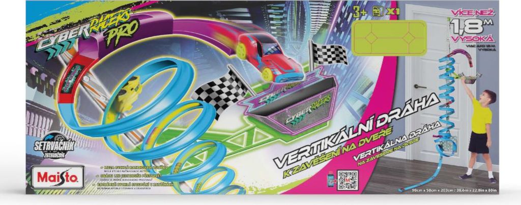 Maisto - Cyber Racers, Spielset - Vertikale Trschiene mit Spielzeugauto, Hhe ca. 2m