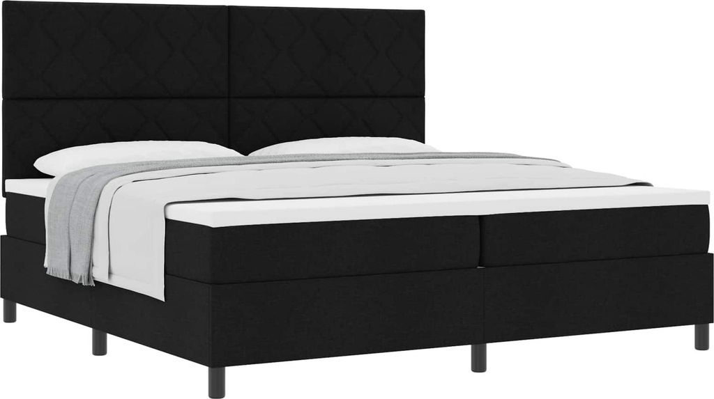 Boxspringbett mit Matratze Schwarz 200 x 200 cm Stoff