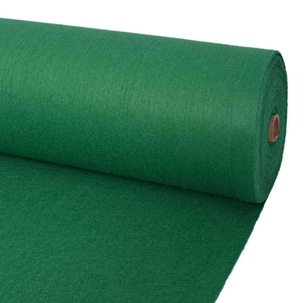 vidaXL Teppich Uni Grün 1,2 x 12 m Polyester