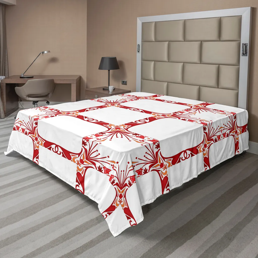 ABAKUHAUS Lenzuolo etnico, piastrelle miste moderne e nostalgiche di forma quadrata, stampa artistica con effetti medievali, lenzuolo morbido e confortevole per un letto decorativo, 1 pezzo 266 cm x 260 cm, marrone castagna