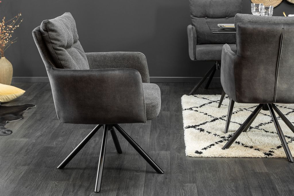 riess-ambiente Drehbarer Stuhl BIG GEORGE anthrazit Samt Produktbild 2