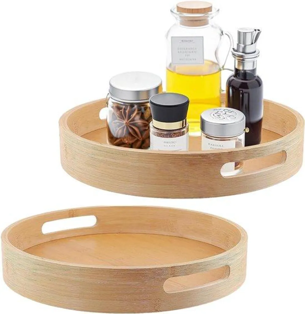 Fini le désordre en cuisine : plateau tournant bois lot 2 de 30 cm pro