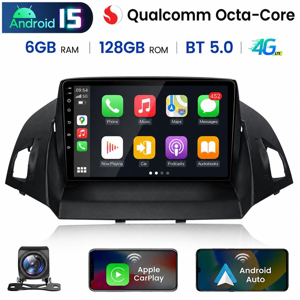 CarPlay Android Auto Autoradio Für Ford Kuga Escape Produktbild  KI-generiertes Bild