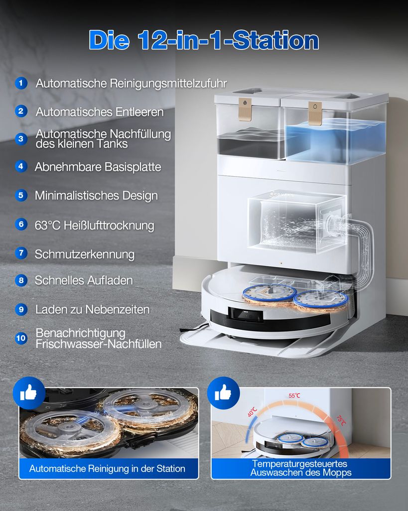 Ecovacs DEEBOT T50 MAX PRO OMNI BLACK Obrázok produktu 36