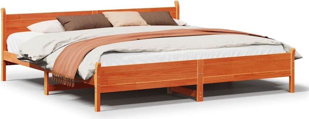vidaXL Massivholzbett ohne Matratze Wachsbraun 200x200 Kiefernholz