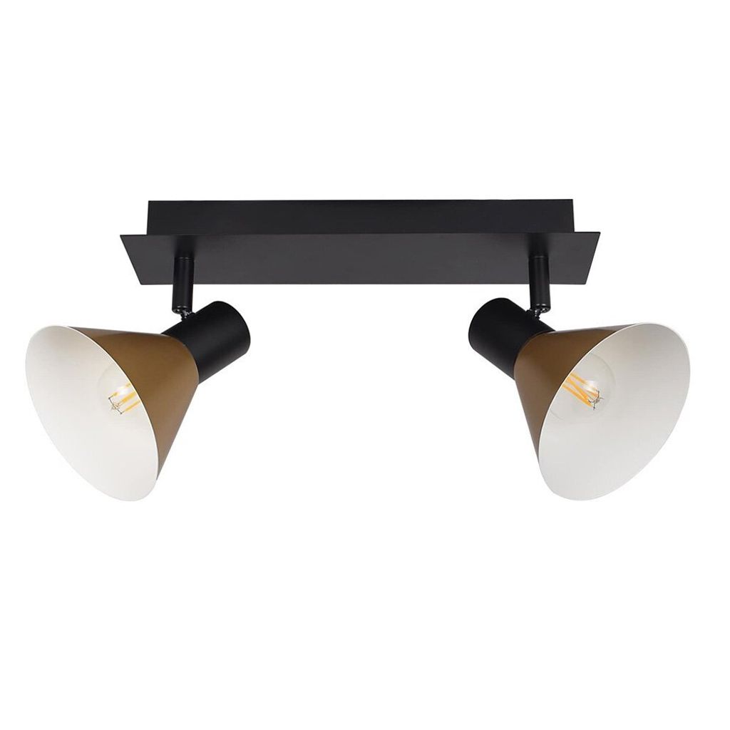 Rabalux 3158 Deckenstrahler 2 Spots Alvaro, E14, schwarz-gold, rund, Modern, ø120mm
