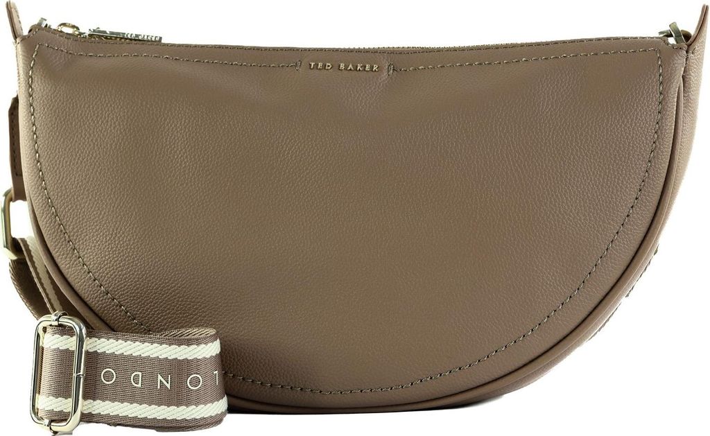 Ted Baker Leder Umhängetasche Lorreen Webbing Leather Half Moon Crossbody Bag Taupe