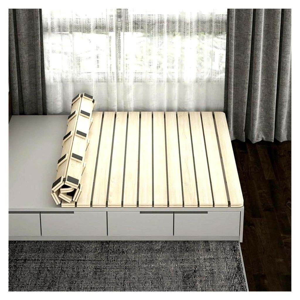 Klappbares Holz-Rollbett mit Tatami-Rahmen, Solider Futon-Rahmen, Queen Lattenrost für Schlafzimmer und Wohnzimmer (78,7 * 53,2 Zoll)