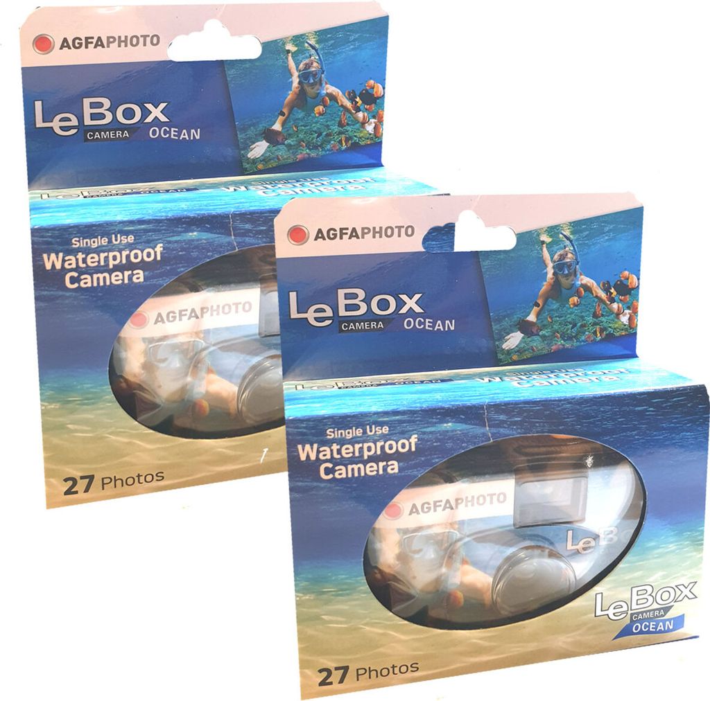 2x AgfaPhoto Le Box Ocean Einwegkamera (wasserdicht, 400 ASA, 27 Aufnahmen) MHD: 12.2025