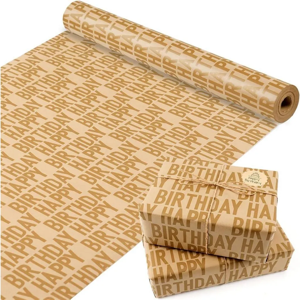 Papier cadeau or 15m x 43cm idéal pour emballer les cadeaux anniversaire