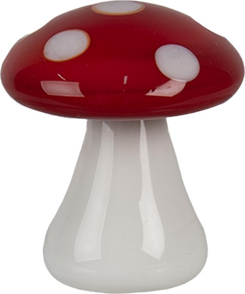 Fungo decorativo Clayre & Eef Ø 3x3 cm Vetro rosso bianco Immagine del prodotto 