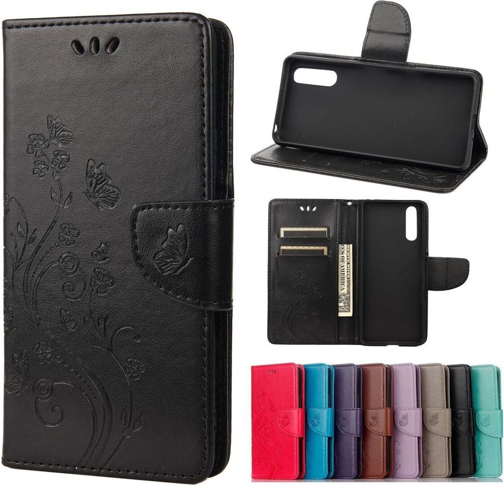 König Design Hülle kompatibel mit Sony Xperia 10 III Kunstleder Handyhülle - Handy Case Schwarz