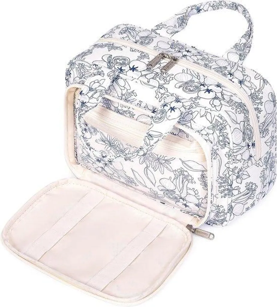 Trousse de toilette de voyage à fleurs bleu foncé grand rangement XXL