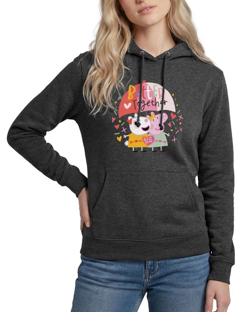 Spreadshirt Peppa Wutz Und Luzie Locke Better Together Damen Hoodie, XXL, Anthrazit