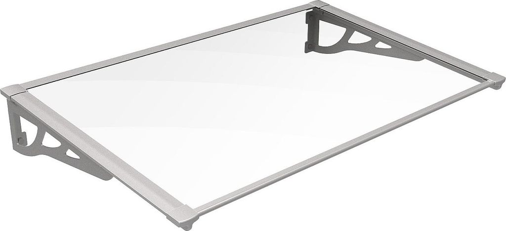 Vordach - Aluminium - 150 x 90 cm - geneigt - Silberfarben - KEPLER