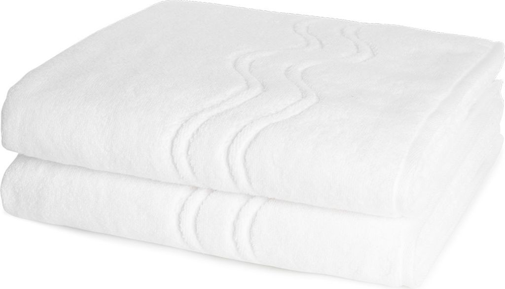 Ross Cashmere feeling 2 X Duschtuch im Set Walkfrottee aus Baumwolle 520 g/m², Weich saugstark mit Aufhänger Kordel, Wellenmuster und gewebte Bor...