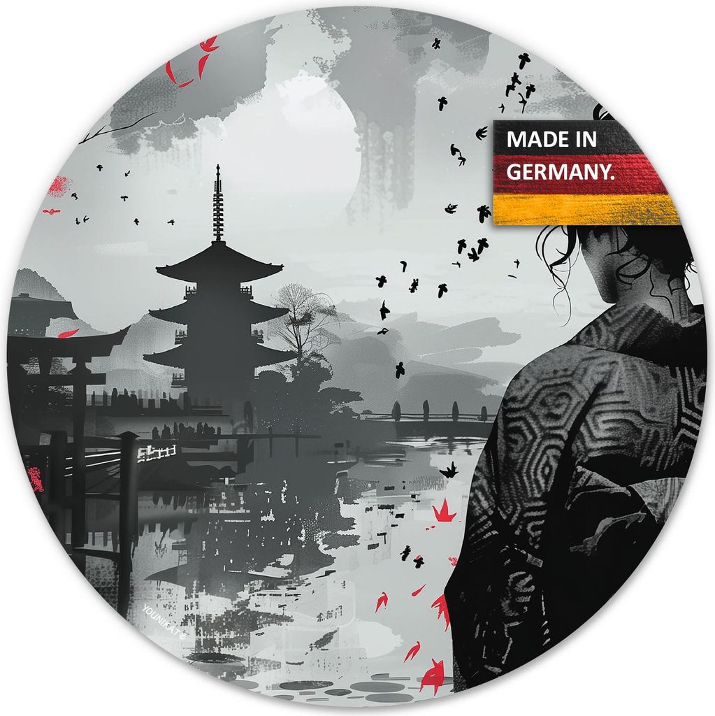 younikat Mauspad Motiv Asiatisch I Ø 22 cm rund I Mousepad in Standard-Größe I rutschfest I dv1469