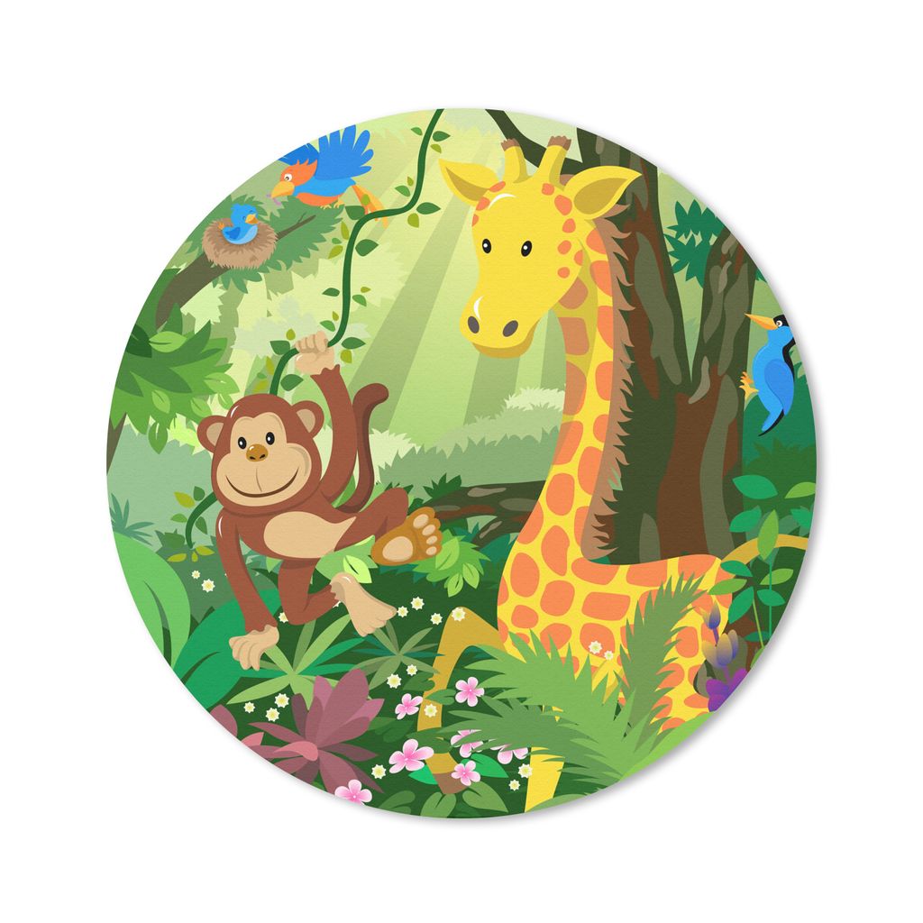 MuchoWow Mauspad Mousepad Tropisch - Landschaft - Dschungeltiere - Mädchen - Baby - Kinder 30x30 cm - Mousepads - Maus Mat - Pad - Mausunterlage...