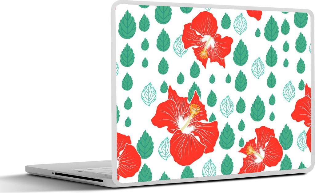 MuchoWow Laptop Aufkleber Sticker Cover Hibiskus - Muster - Hawaii - Blume 31x22.5 cm - Laptop-Deko