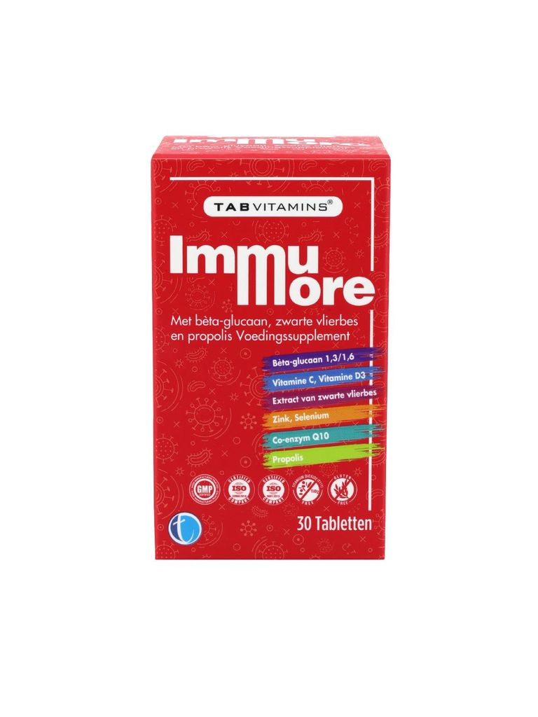 TAB Vitamins Immumore Betaglukan Nahrungsergänzungsmittel – Vitamin C, Holunderbeeren-Extrakt, Zink, Coenzym Q10, Propolis & Multi-Vitamine | 30...