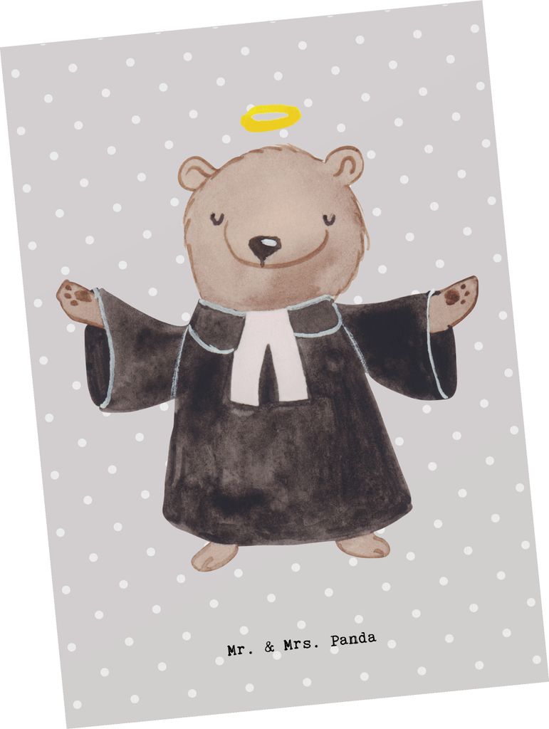 Mr. & Mrs. Panda Postkarte Religionslehrer Herz - Grau Produktbild 