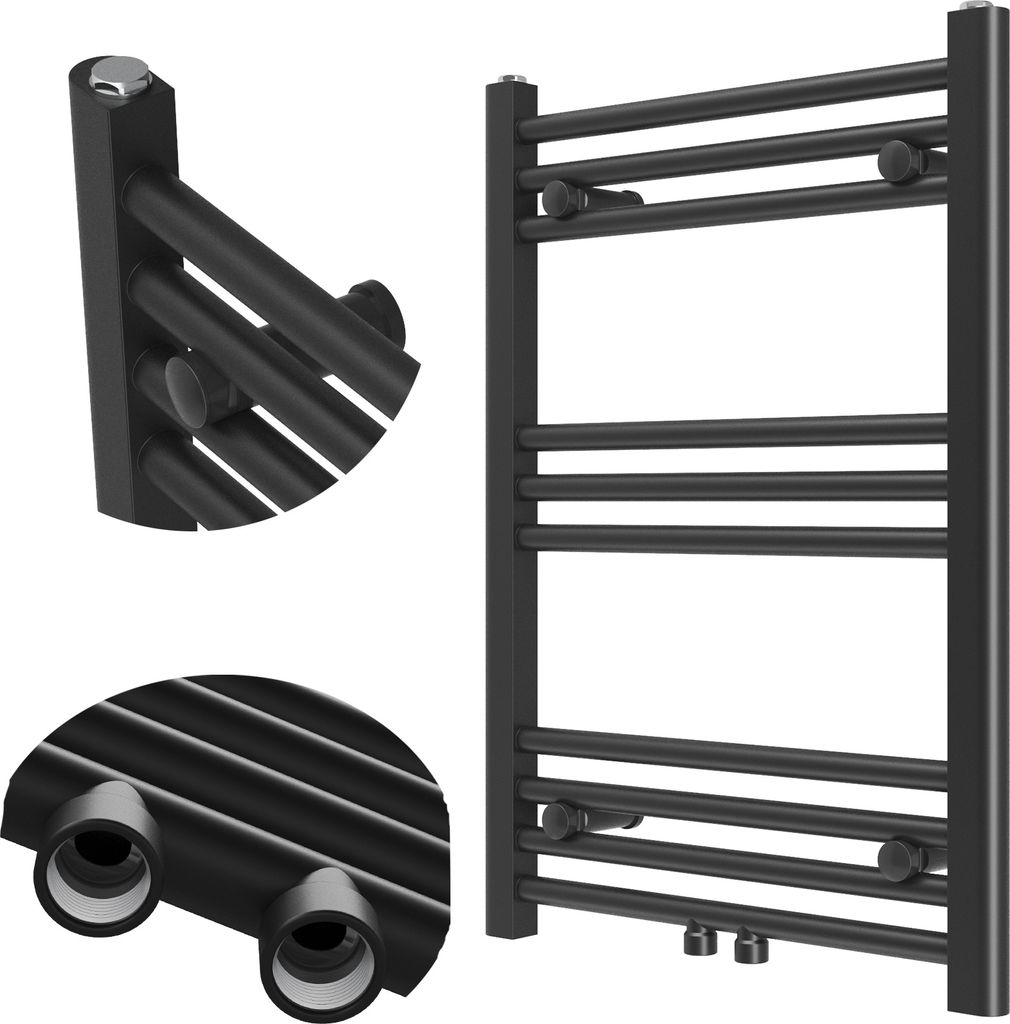 Granitan | Badheizkörper Raven - 70x50 cm - Schwarz - Modernes Design - Funktional und Elegant