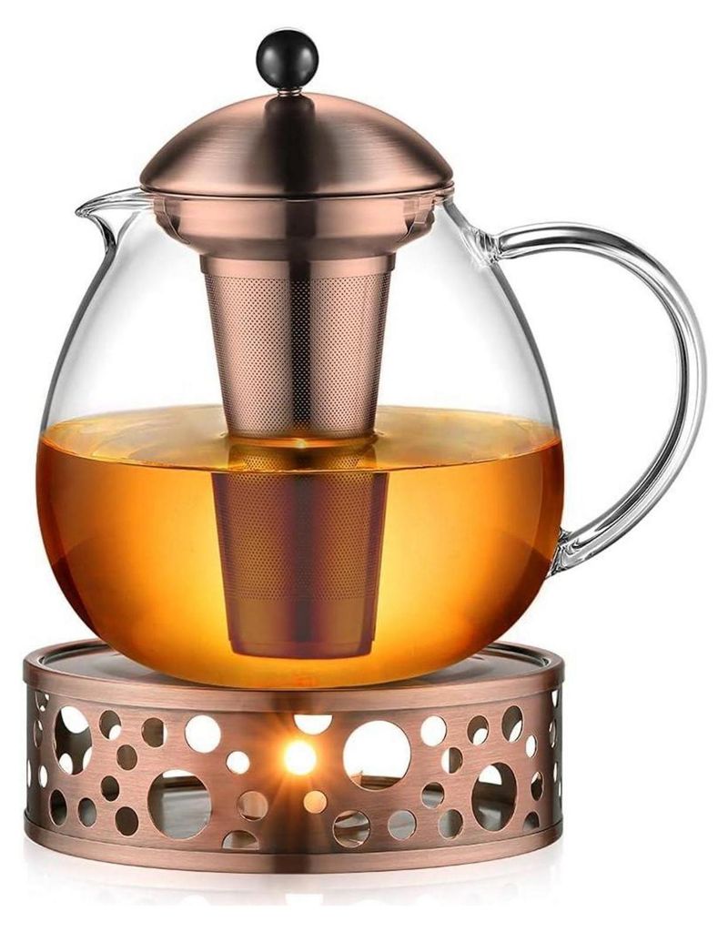 théière en bronze de 1500 ml avec réchaud et Image du produit 