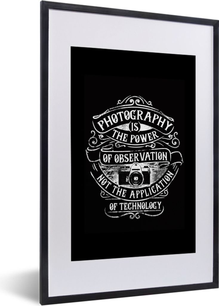 MuchoWow MuchoWow Gerahmtes Poster Kamera - Vintage - Zitat 40x60 cm - Poster mit zchwarzem Bilderrahmen - Poster in Rahmen