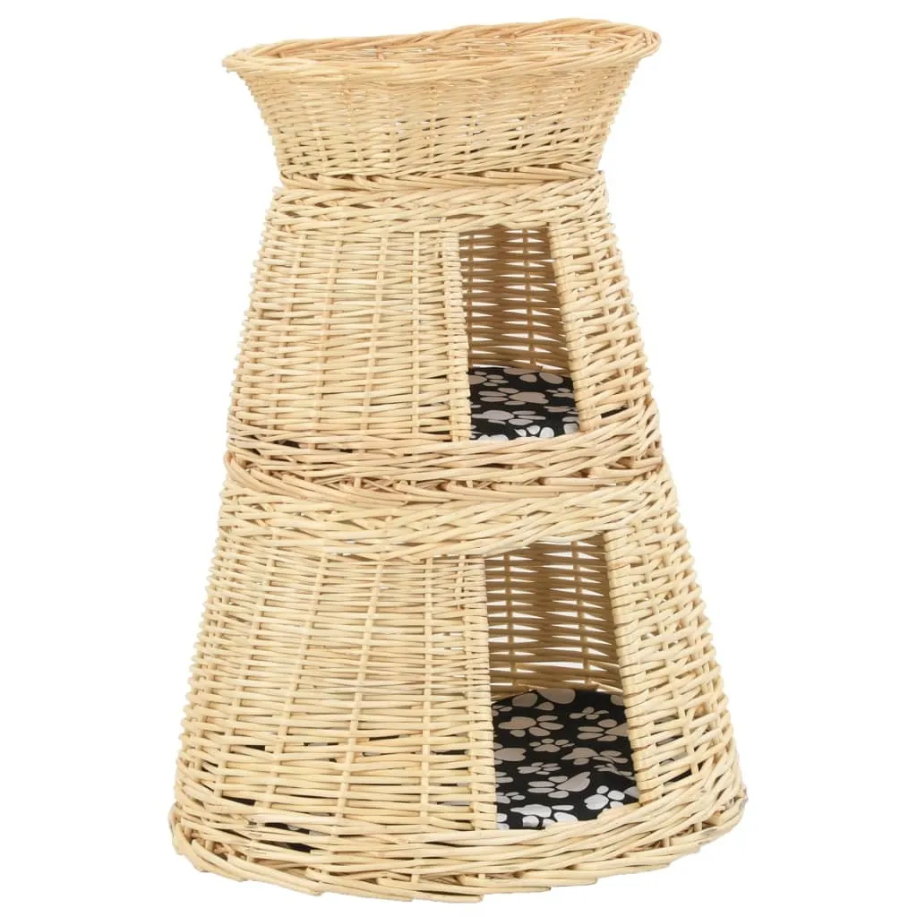 vidaXL Set 3 Ceste Gatti Vimini Naturale con Cuscini - Offerta Shop