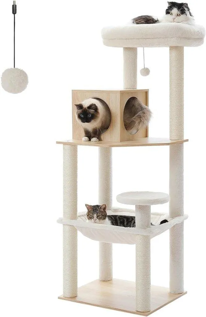 Arbre à chat design cactus vert 78 cm, griffoir et cachette confort - 5