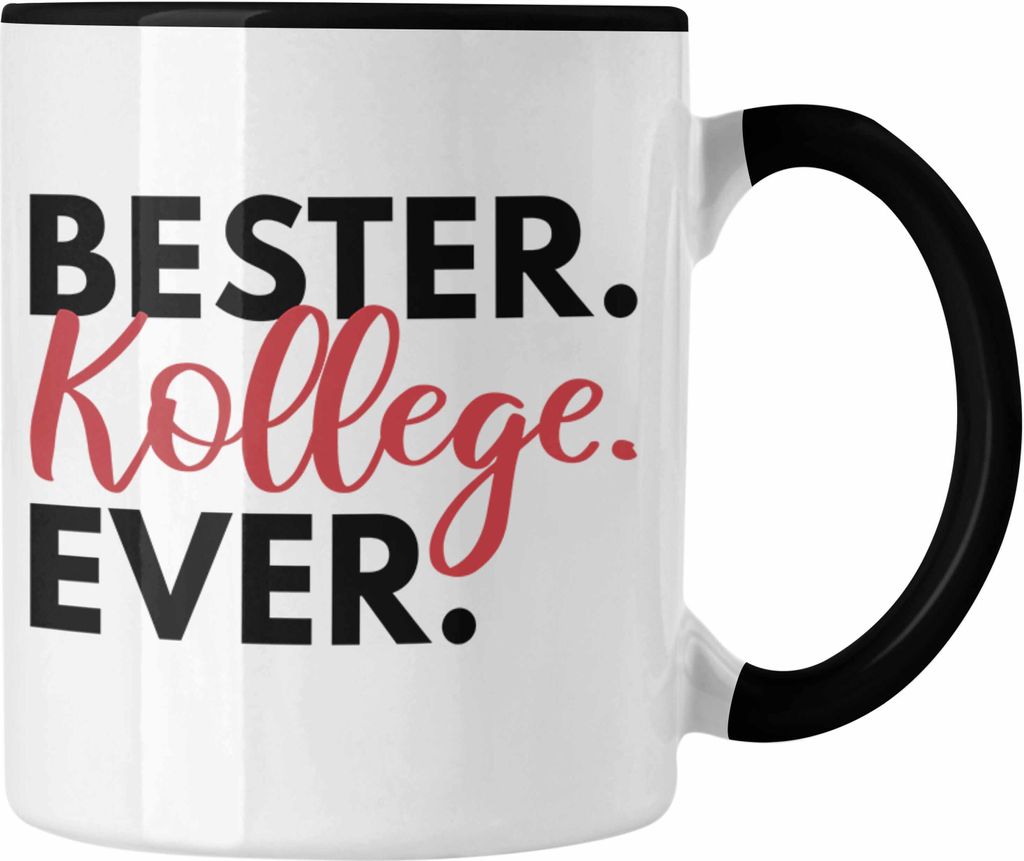Trendation - Bester Kollege Tasse Geschenk Lieblingskollege Abschiedsgeschenk Kaffeetasse Kollegen Büro (Schwarz)