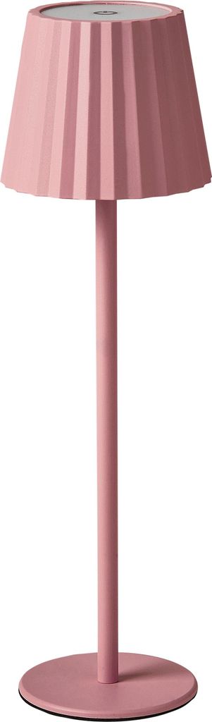 BELIANI LED-Tischlampe Pastellrosa Metall mit Schirm Gewellt Rillen-Optik Kegelform Touch-Funktion Modern In- & Outdoor Beleuchtung Schreibtischlampe