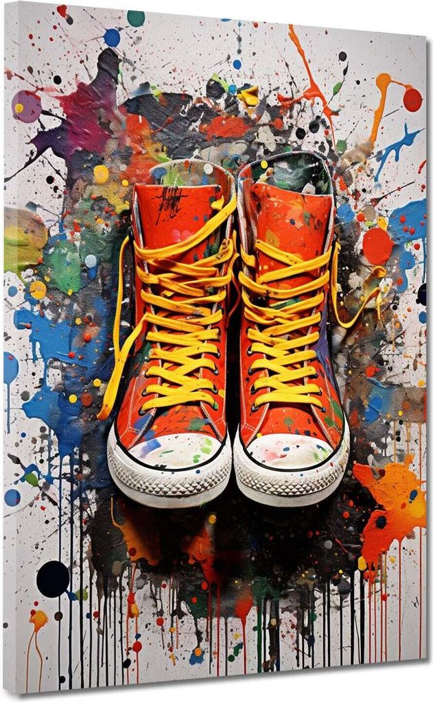 Schuhe Splash Street Art Leinwandbild Wandbild Dekoration Kunst XL: 30x40x2cm