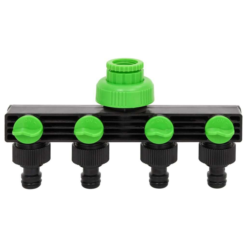 vidaXL Raccord de robinet 4 voies Vert et noir 19,5x6x11 cm Image du produit 